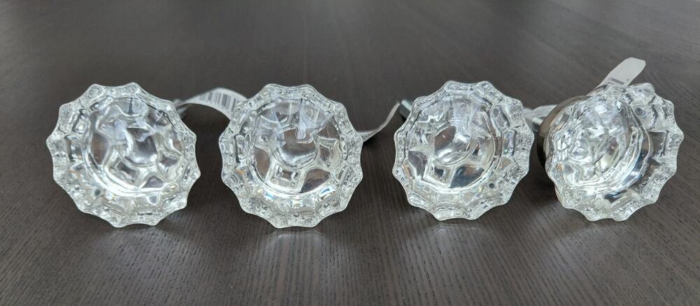 Clear Glass Cabinet Knobs Fluted Pumpkin Drawer Pulls Brushed Nickel 4 Pack